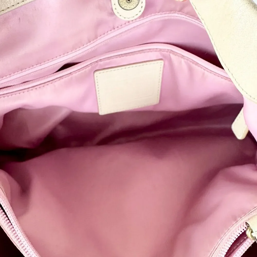 Coach Ashley Leather Carryall Satchel Purse Bone F15513